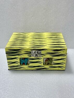 Vintage Wooden Folk Art Jewelry Box
